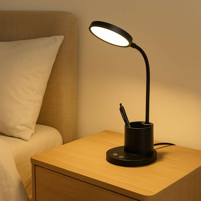 Black LED Table Lamp Dimmable Rechargeable IP20