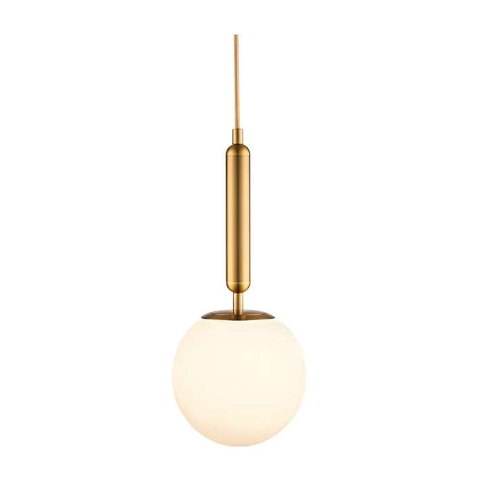 Fizz Pop Medium Frosted White Glass and Antique Brass Pendant