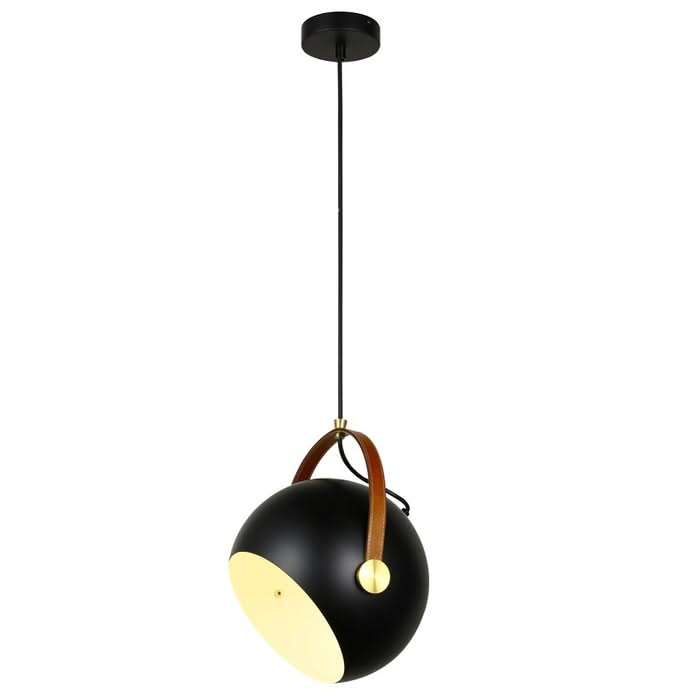 Black Leather Strap Pendant Light