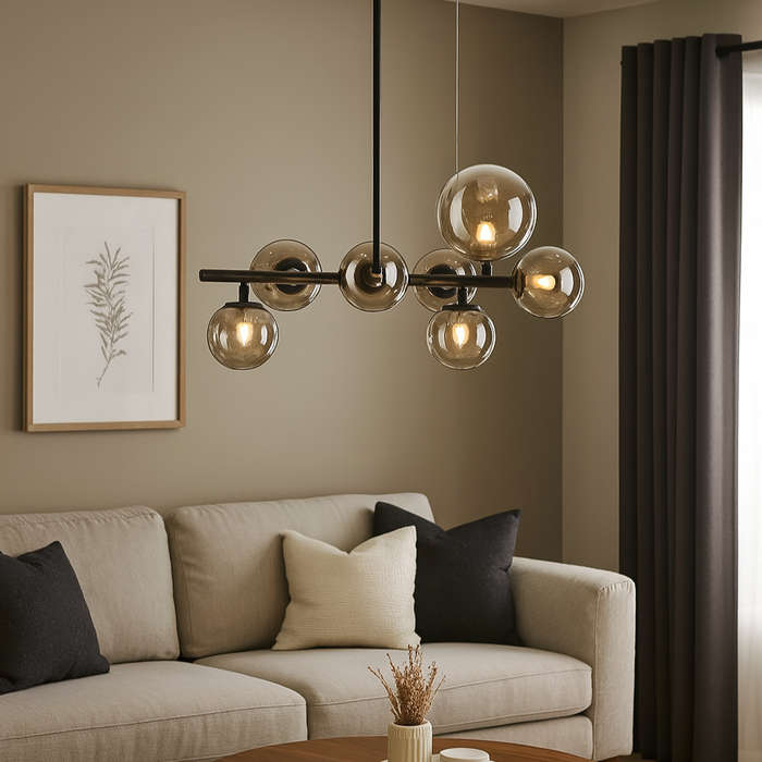 Nebula Metal Pendant with Smoke Colour Glass