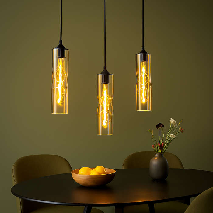 Twisted Glass Amber Pendant Light
