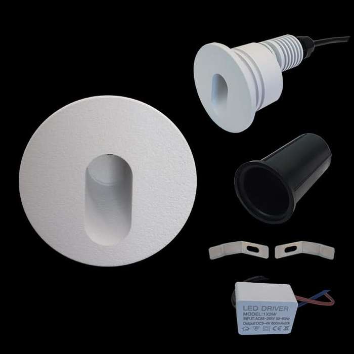 White LED Round Recessed Step Light - IP54 Warm White