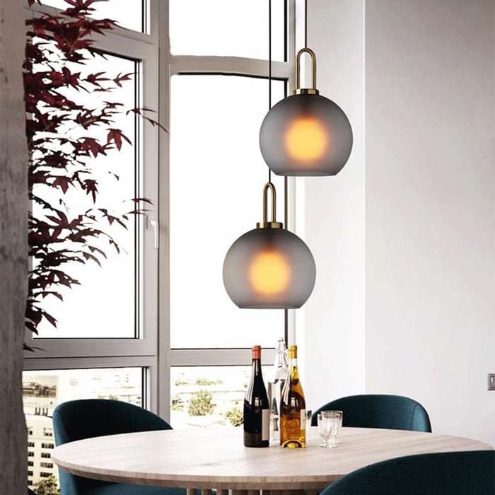Truffle Antique Brass / Smoke Grey Pendant