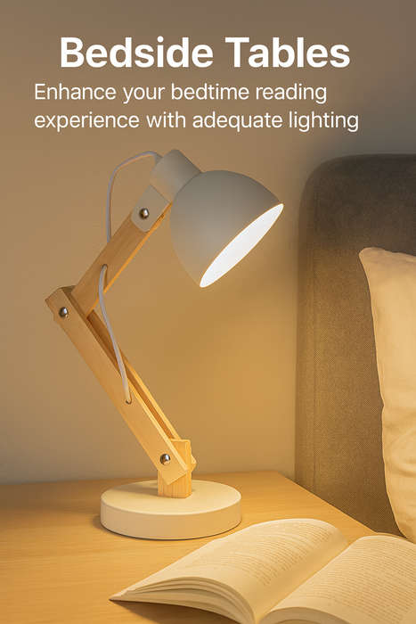 White Wood Metal Desk Lamp Swivel Arm