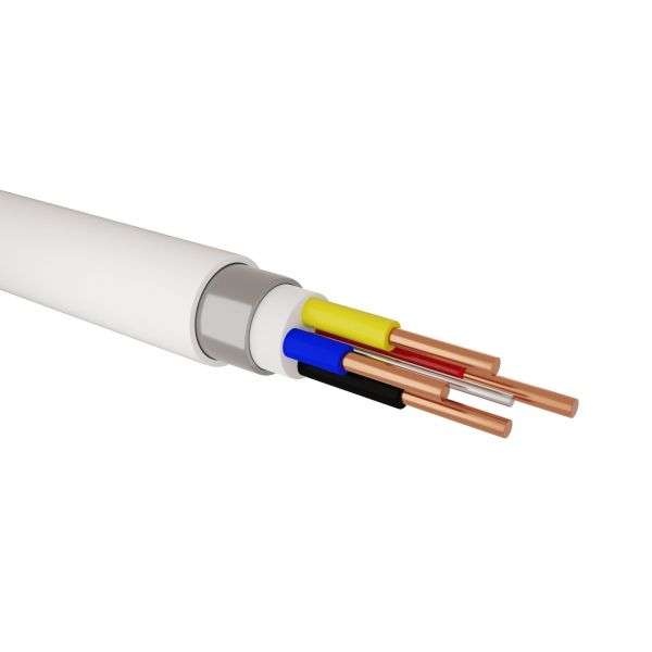 1.5mm White Cable 4 Core + Earth Surfix - 100m Roll
