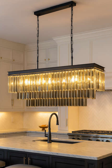 Smoke Crystal Rectangular Chandelier