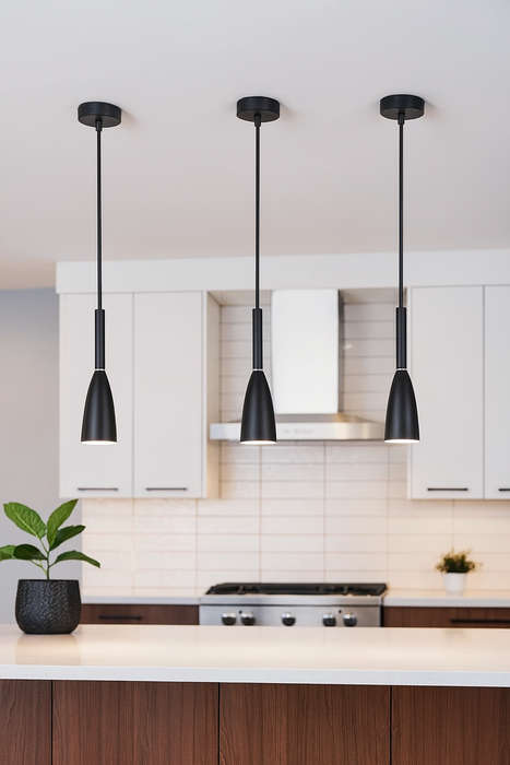 Black Metal Pendant 1 Light