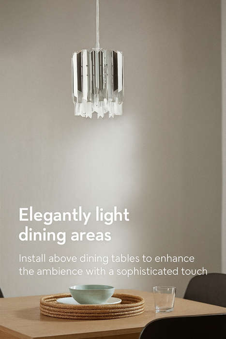 Stainless Steel and Crystal Polished Chrome Pendant Light