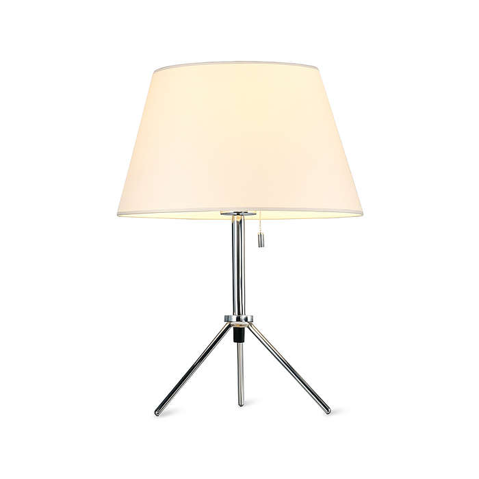 Tripod Chrome Table Lamp & Fabric Shade