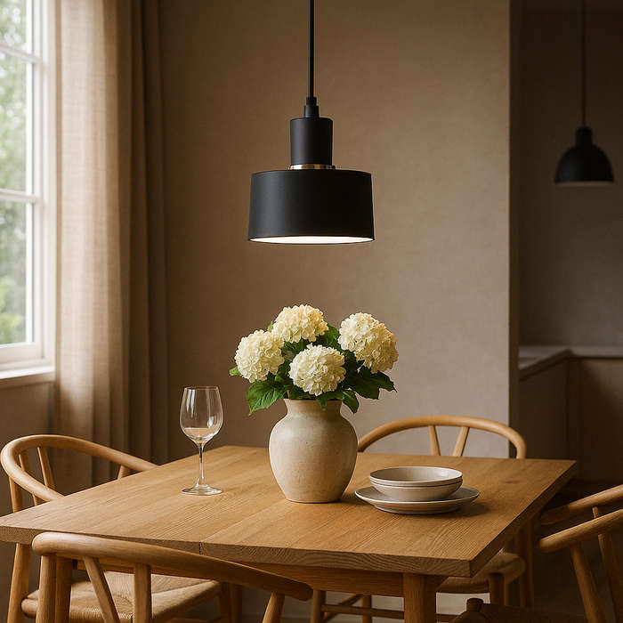 Black Metal Pendant 1 Light