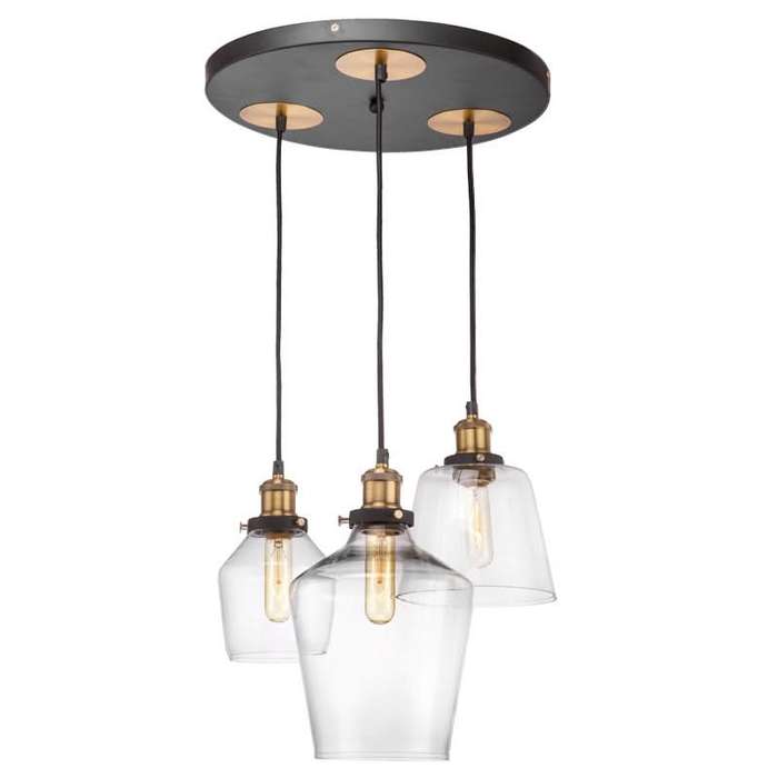 Antique Brass & Glass Cluster Pendant Light
