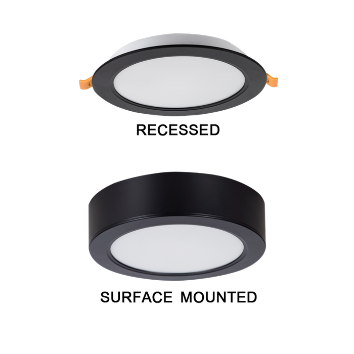 LED Ceiling Fitting Matt Black Ceiling Light - Dual Mount