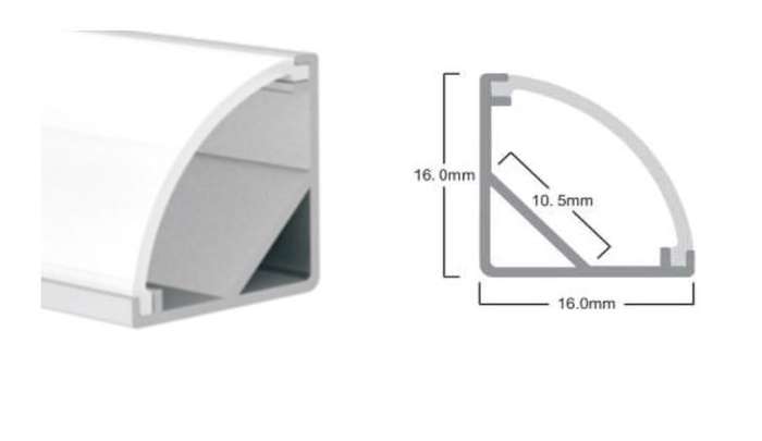 LED Extrusion with Frosted Cover - Corner A13 Profile Complete (2m)