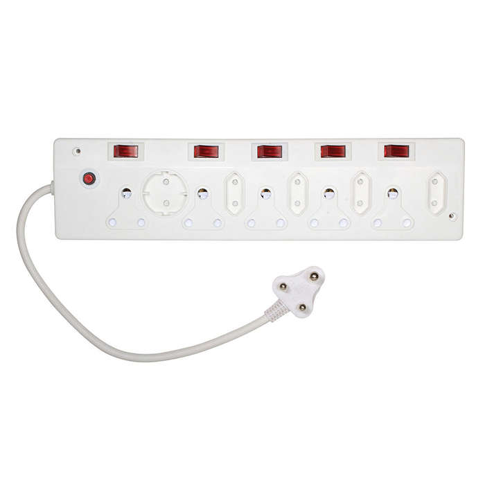 Multi Plug White - Illuminated Switches & Overload Protection