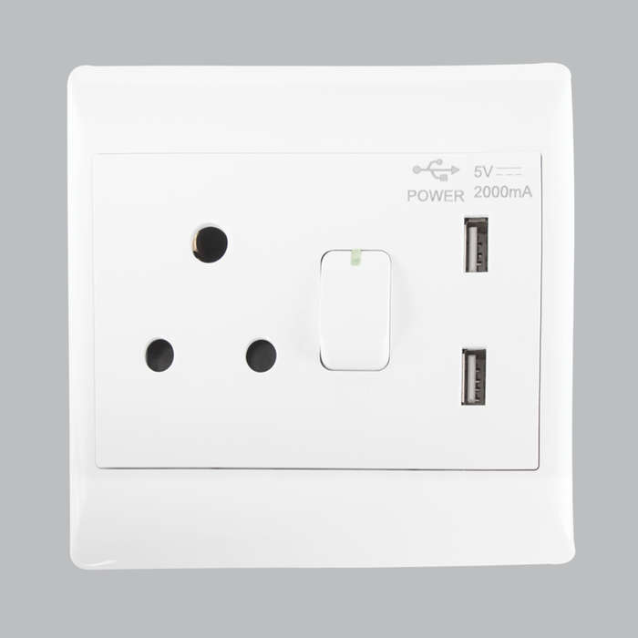 EPL White Socket - 16 Amp Socket + 2 x USB