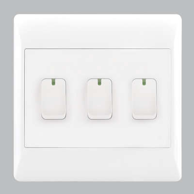 White 3 Lever Light Switch