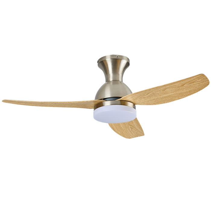 3 Blade Satin Chrome & Light Wood Ceiling Fan