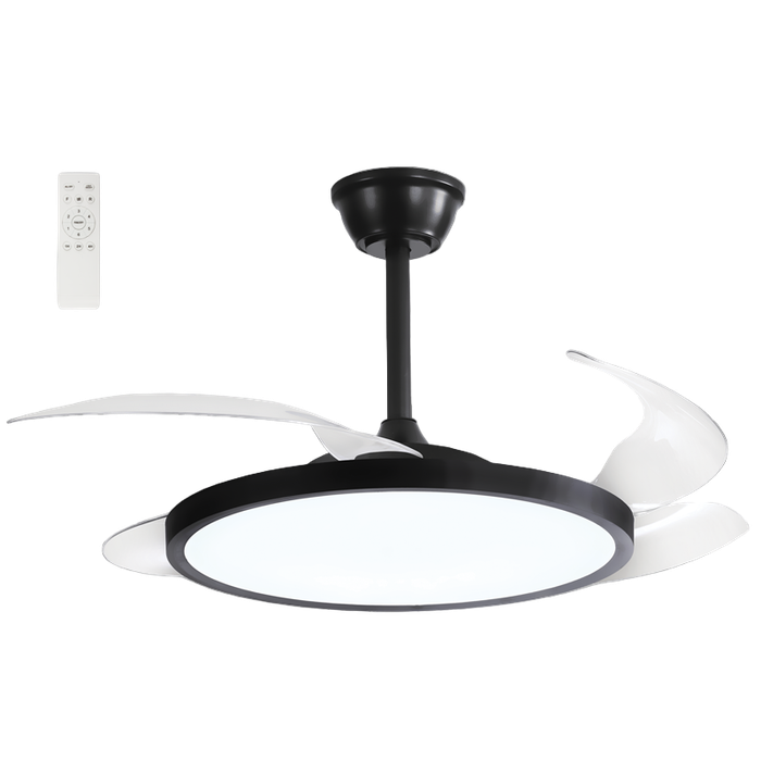 42" Black Retractable Blade Ceiling Fan with 3CCT 36W LED