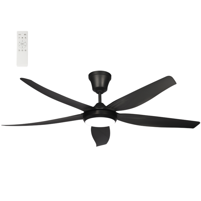 56" Black Ceiling Fan with ABS Blades & 3CCT LED