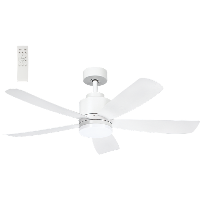 52" White Ceiling Fan with ABS Blades & 3CCT LED