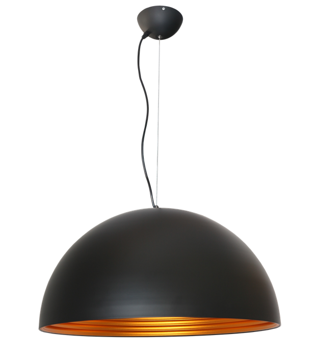 Large Dome Black & Gold Pendant Light