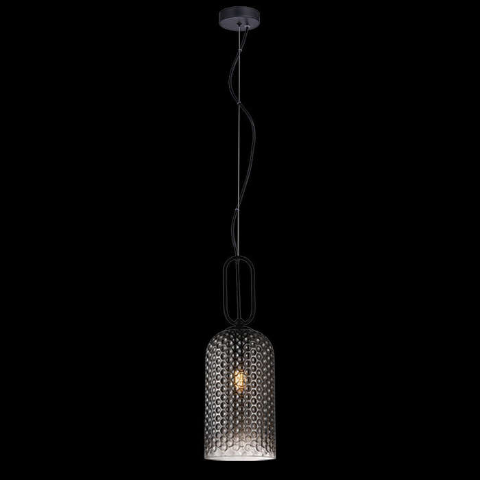 Cypress Smoke Glass Pendant Light Matt Black Indoor