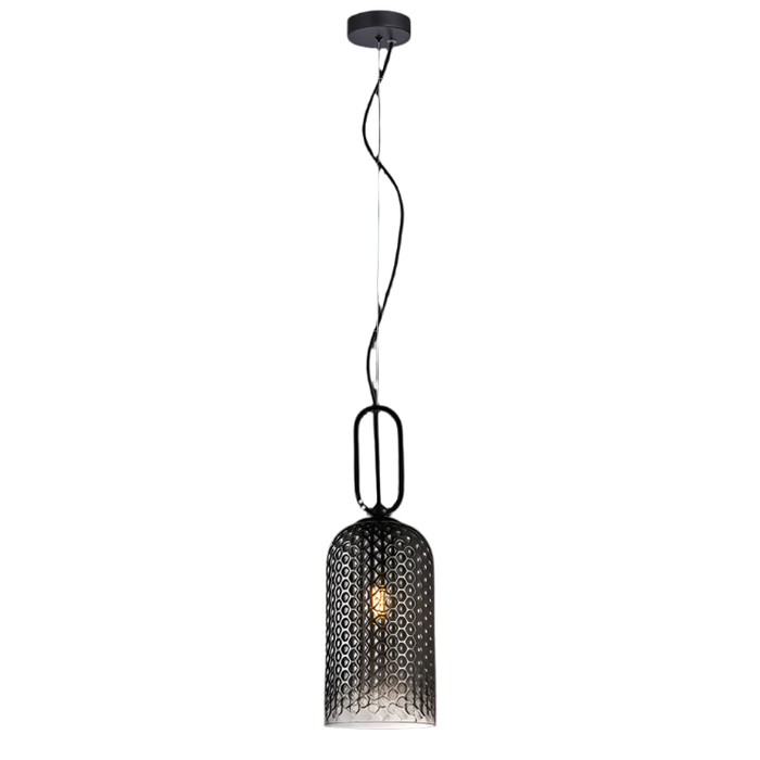 Cypress Smoke Glass Pendant Light Matt Black Indoor