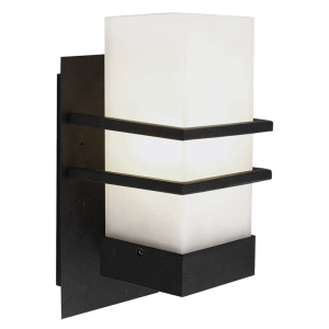 Castle Black Outdoor Wall Light - Frosted Glass