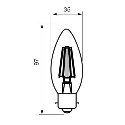 4W LED B22 Candle Bulb - 3000K