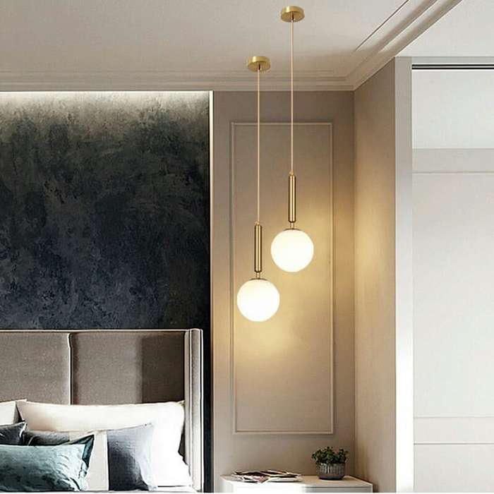 Fizz Pop Frosted White Glass & Antique Brass Pendant