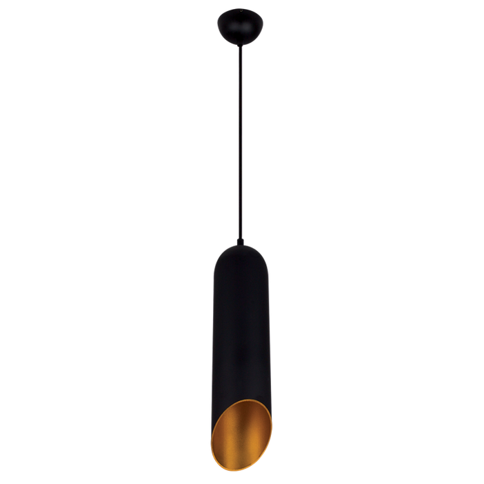 Black & Matt Gold Cylinder Pendant Light