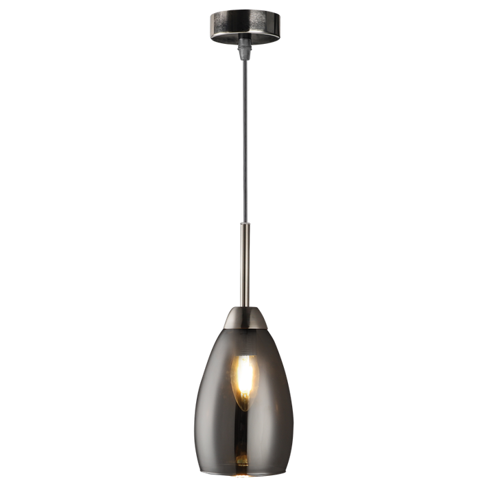 1 Light Gun Metal & Smoke Glass Pendant