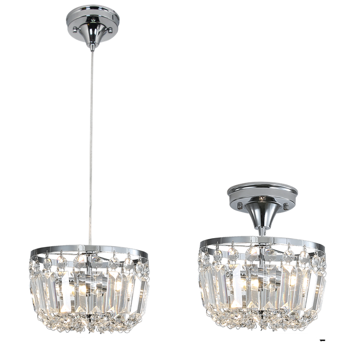Chrome & Crystal 2 in 1 Pendant or Ceiling Light