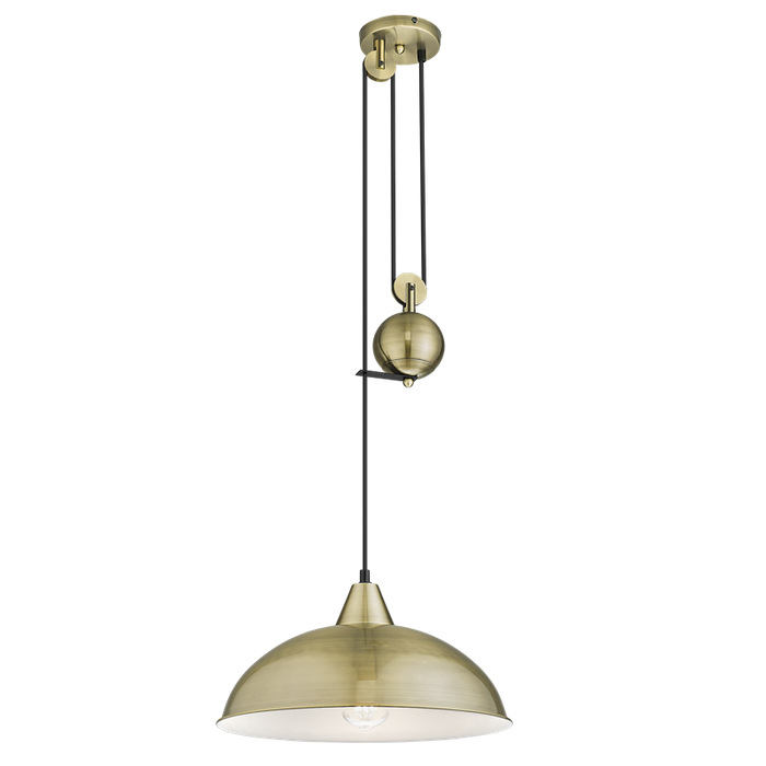 Colchester Antique Brass Pulley Pendant Light