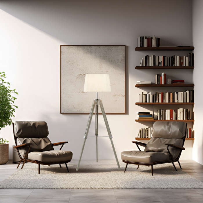 Arabella Wood & Chrome Floor Lamp