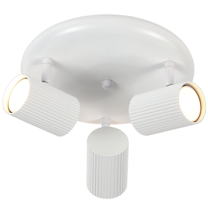 3 Light Ribbed Matt White Ceiling Spotlight