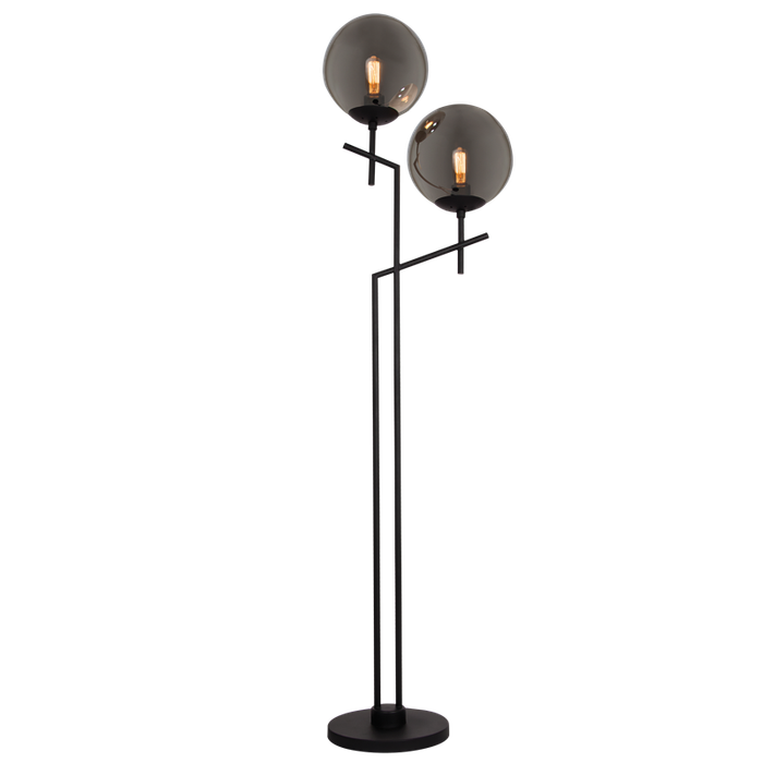 Black with Smoke Glass Floor Lamp