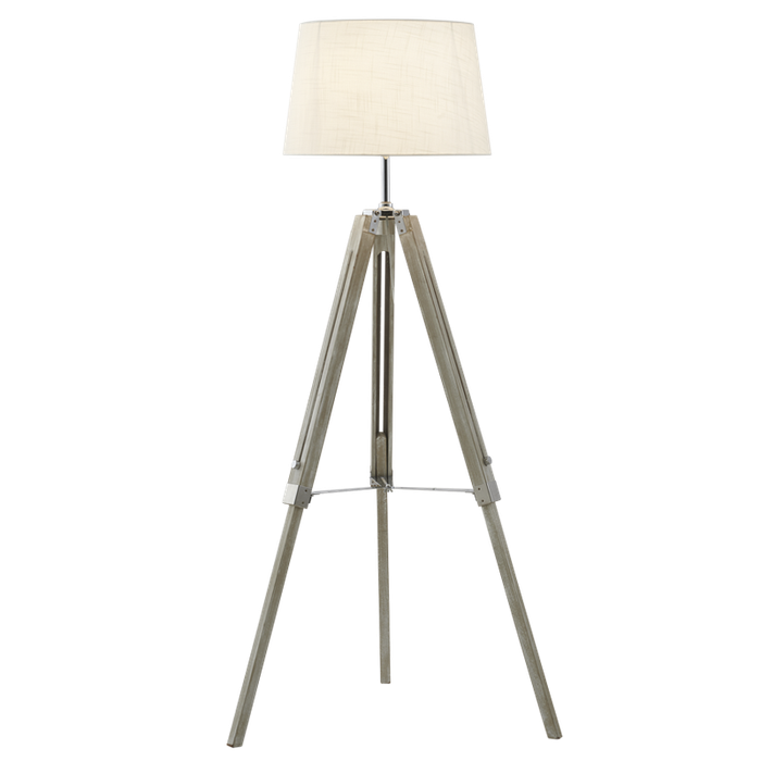 Arabella Wood & Chrome Floor Lamp