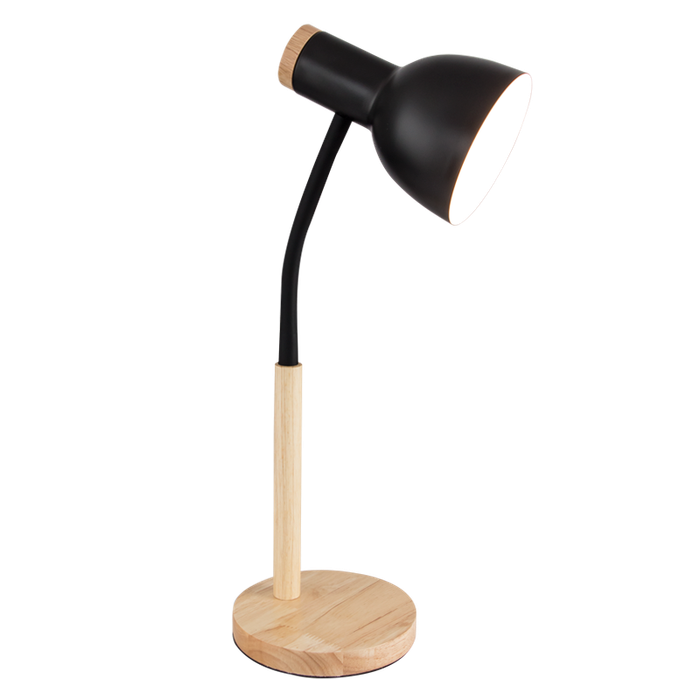 Black Metal and Wood Table Lamp