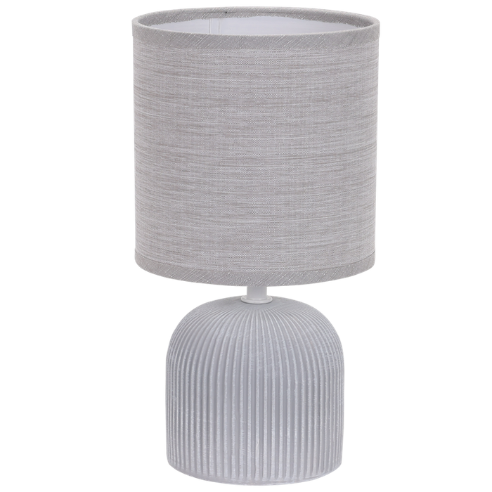 Grey Ribbed Ceramic Table Lamp