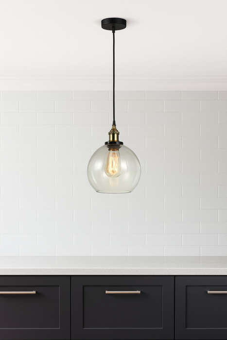 Antique Brass Glass Ball Pendant Light