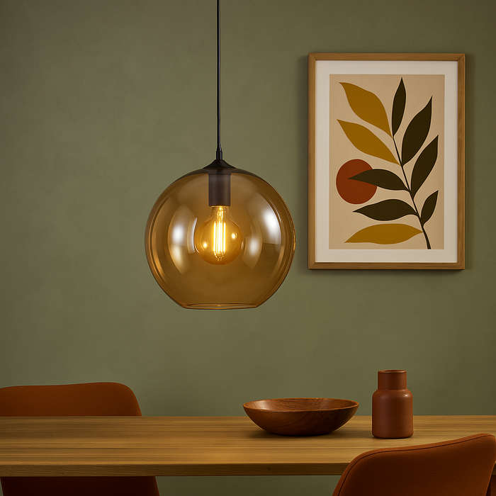 Amber Large Glass Ball Pendant Light
