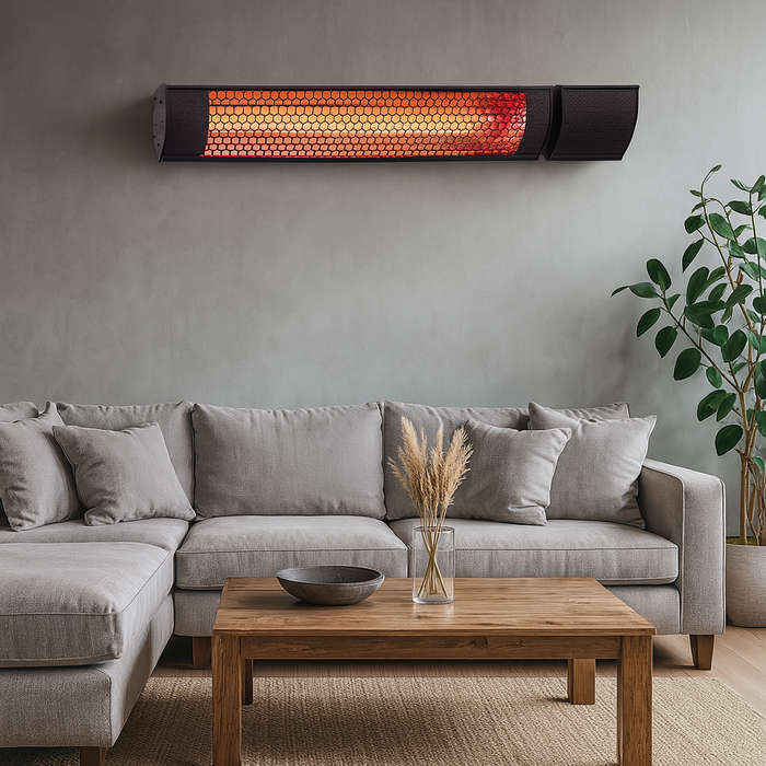Black 2000W Halogen IR Heater - IP65