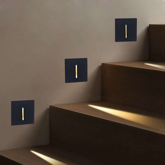 Slit Black LED Square Footlight Outdoor