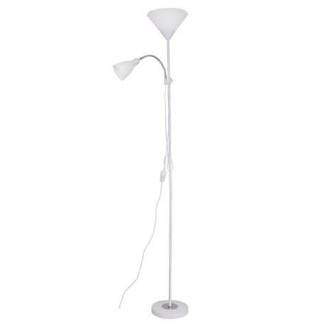 White Metal Polished Chrome Floor Lamp