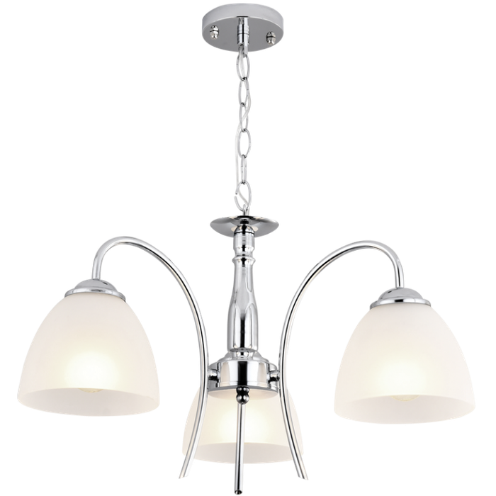 3 Light Polished Chrome Chandelier with Frosted Glass