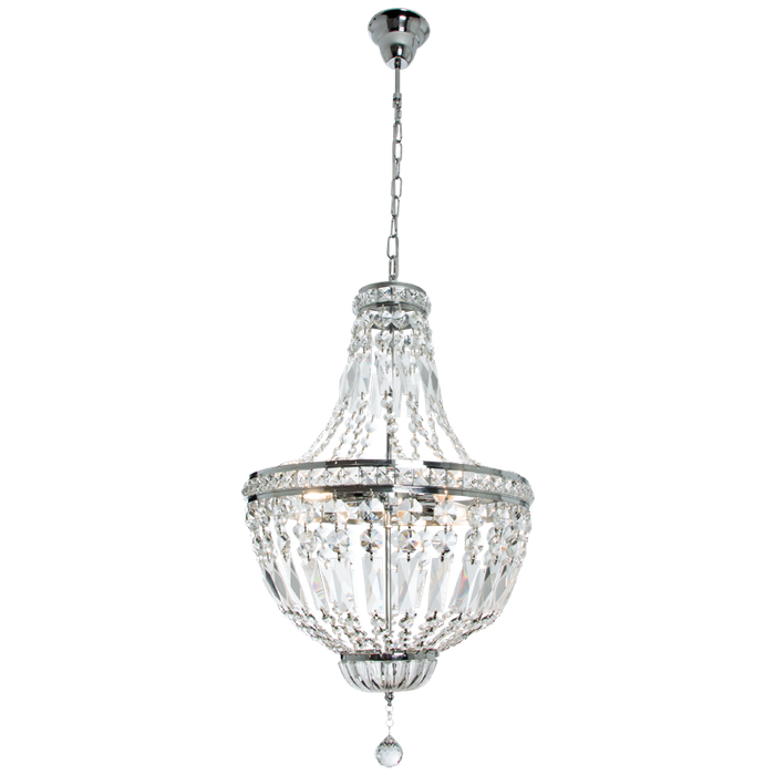 Stylish Polished Chrome Chandelier with Crystals