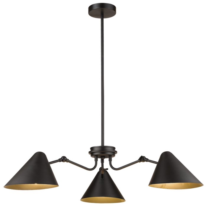 3 Light Black Metal Chandelier
