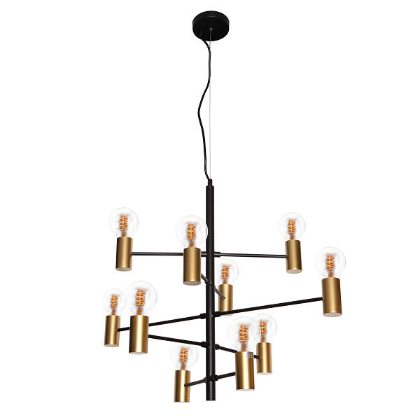 Constellation 10 Light Black & Gold Pendant