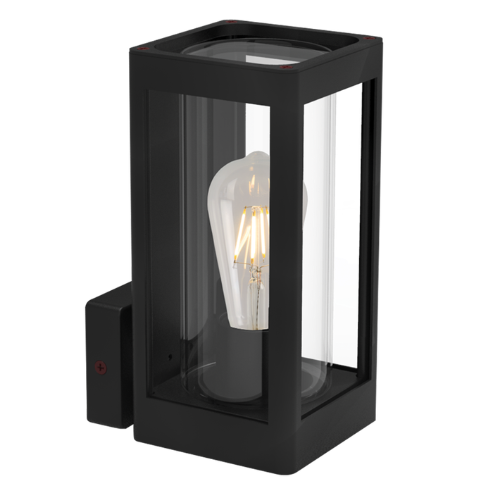 Rayne Outdoor Wall Light Aluminium Lantern with Clear Glass Square